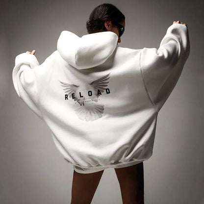 Damen Oversized Kapuzenpullover mit Rückenprint