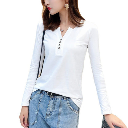 Damen Langarmshirt Knopfleiste Femme-Style Norvielle