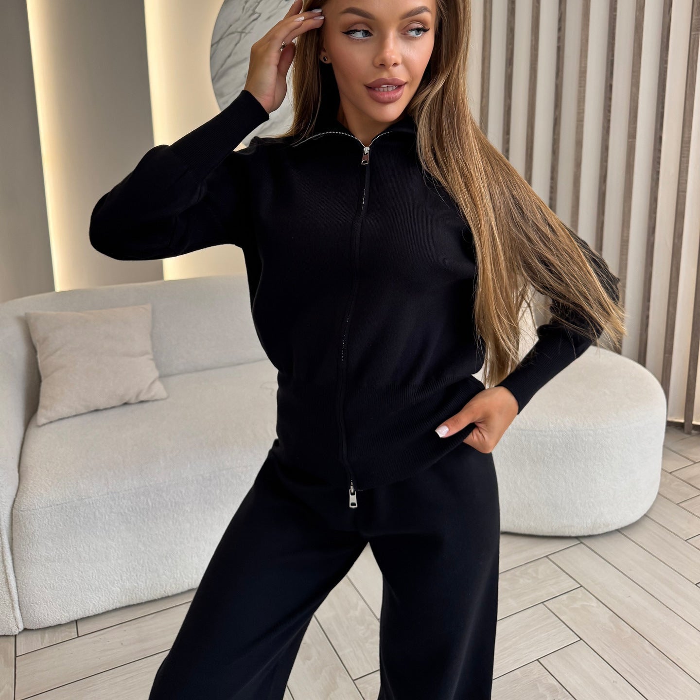 Damen Sportanzug Hoodie Hose Elastischer Bund