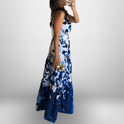 Damen Maxikleid Stehkragen Fließender Rock Norvielle