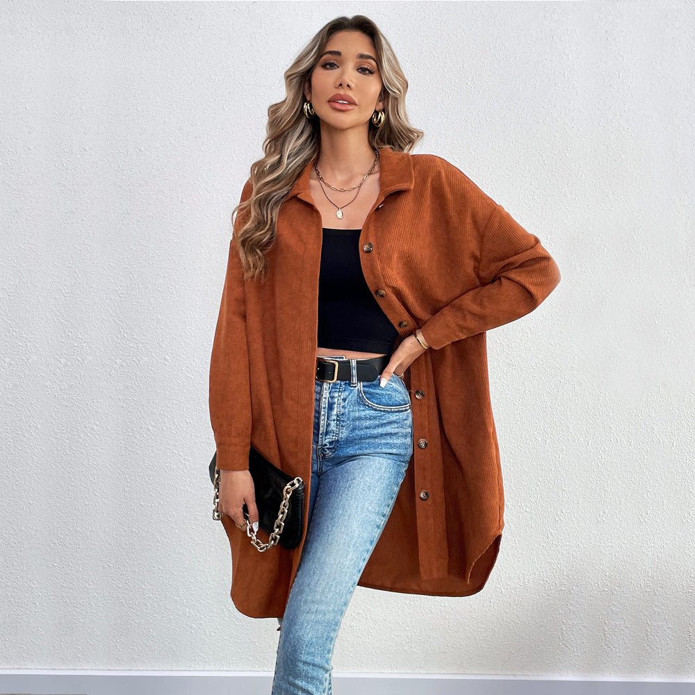 Damen Cordjacke Langarm Weich Norvielle