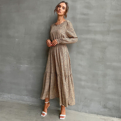 Damen Maxikleid Elastischer Gürtel Rüschen Elegant