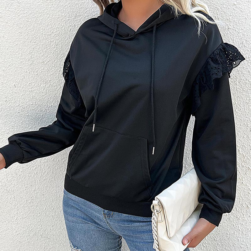 Damen Kapuzenpullover Rüschendetails Elegant Norvielle