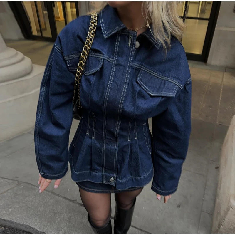 Damen Jeansjacke Weite Ärmel Tailliert Norvielle - Norvielle