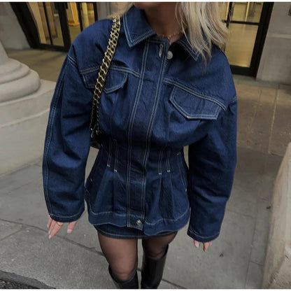 Damen Jeansjacke Weite Ärmel Tailliert Norvielle - Norvielle