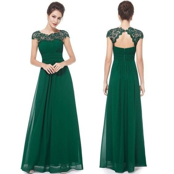 Damen Abendkleid Spitze Fließender Rock Norvielle