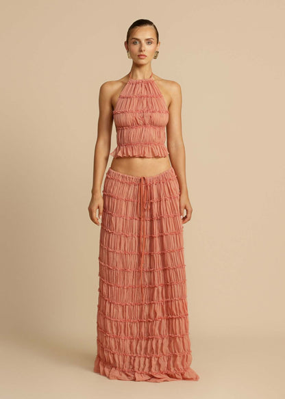 Damen Maxikleid Gerafftes Oberteil Eleganter Taillenauschnitt