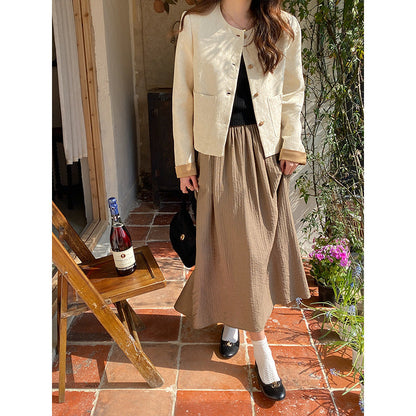 Damen Blazer Elegant Kurz Dekorative Knöpfe