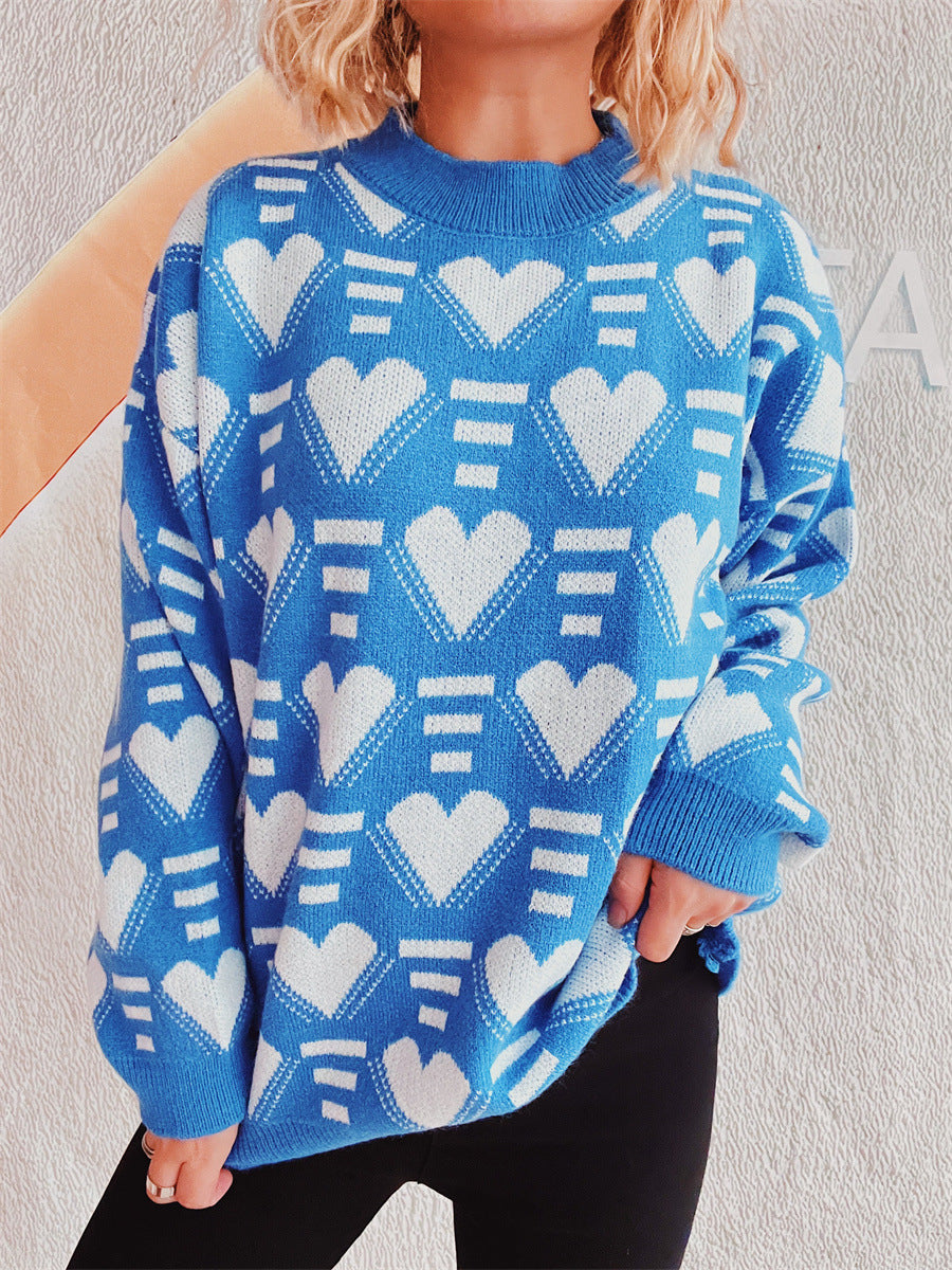 Damen Oversized-Pullover Herz-Muster Weich Norvielle