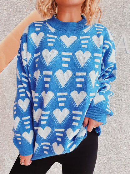 Damen Oversized-Pullover Herz-Muster Weich Norvielle