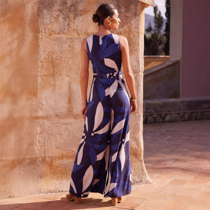 Damen Maxikleid Floral mit Bindegürtel Eleganter Schnitt
