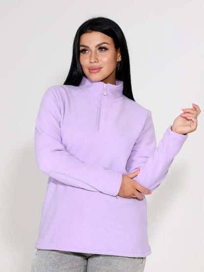 Damen Fleece Pullover Stehkragen Halbzipp Norvielle