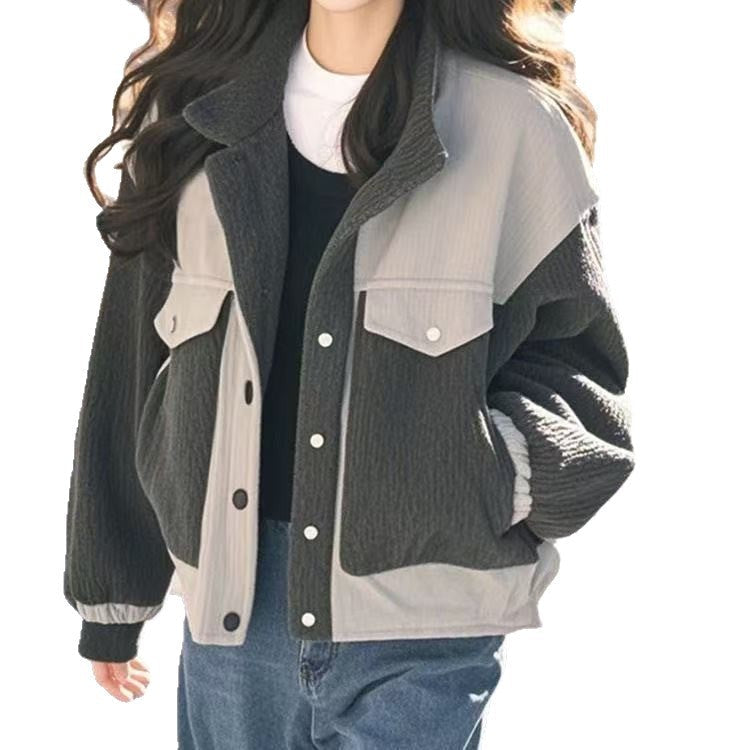 Damen Fleecejacke Oversized Strukturiert Grau