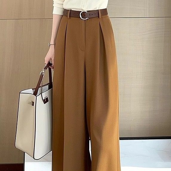 Damen High-Waist-Hose Weite Plissee-Details