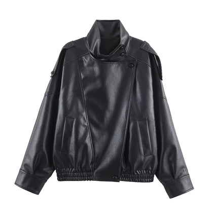 Damen Kunstlederjacke Elegant Revers
