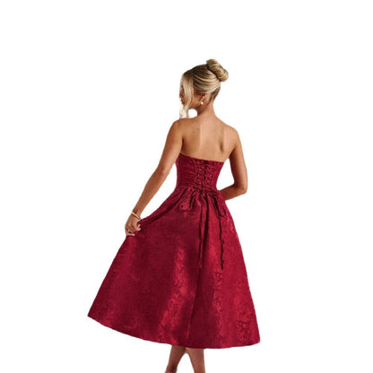 Damen Cocktailkleid Bustier-Oberteil Schwingrock