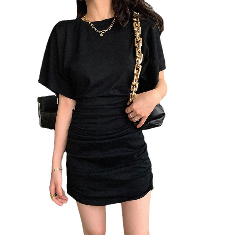Damen Minikleid Raffung V-Ausschnitt Elegantes