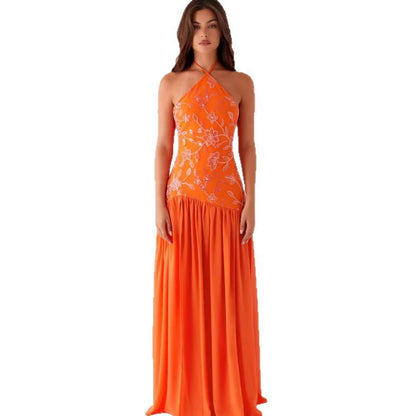 Damen Maxikleid Floralmuster Schwingrock