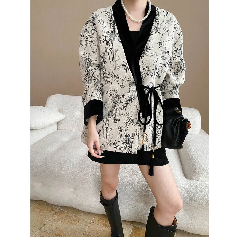 Damen Wickeljacke Dekorativ Elegantes Design