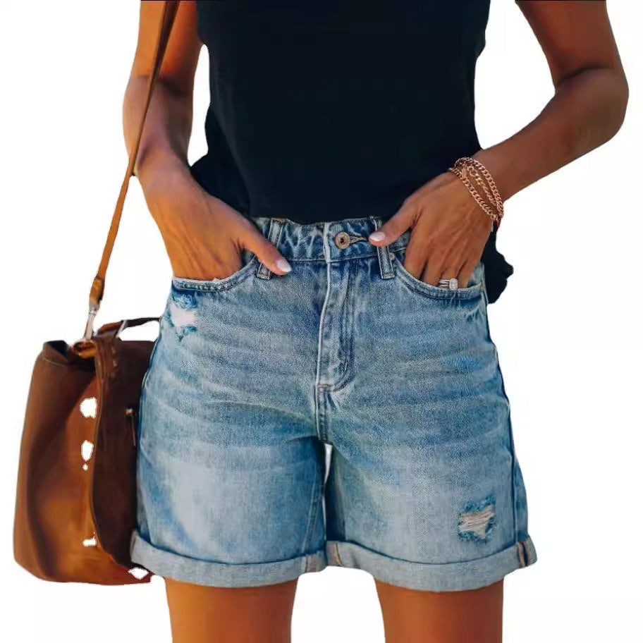 Damen Vintage Denim Shorts Hochgeschnitten
