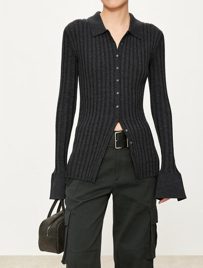 Damen Rippstrickhemden Slim Fit Norvielle