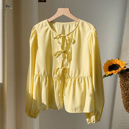 Damen Bluse Rüschensaum Dekorativ Norvielle - Norvielle