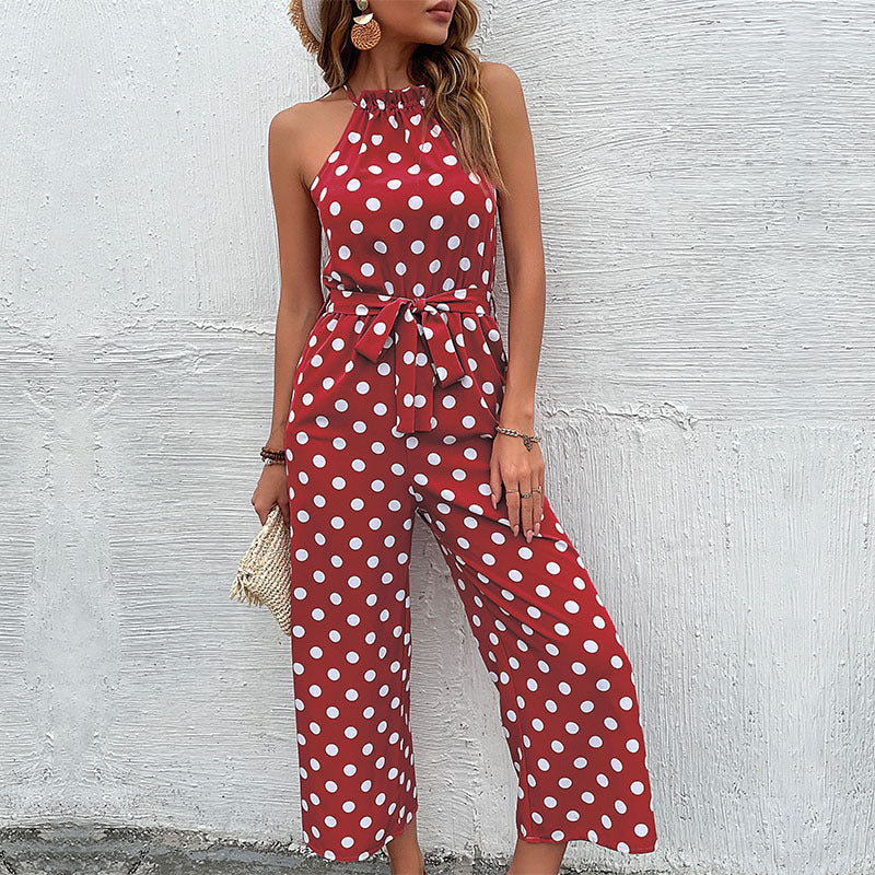 Damen Jumpsuit Modern Punkte Verspielter Gürtel Norvielle