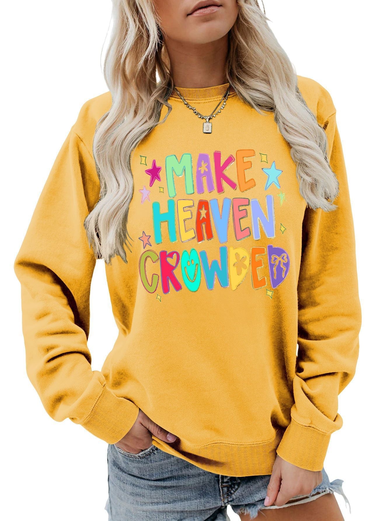 Damen Sweatshirt Bunt Motiv Verspielt Norvielle