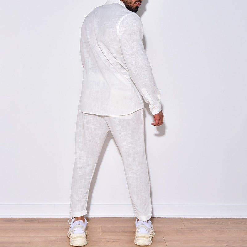 Herren Leinenanzug Luftig Beige Norvielle