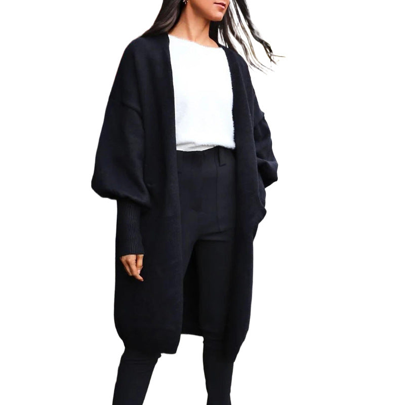 Damen Strickjacke Voluminöse Ärmel Praktische Taschen Norvielle