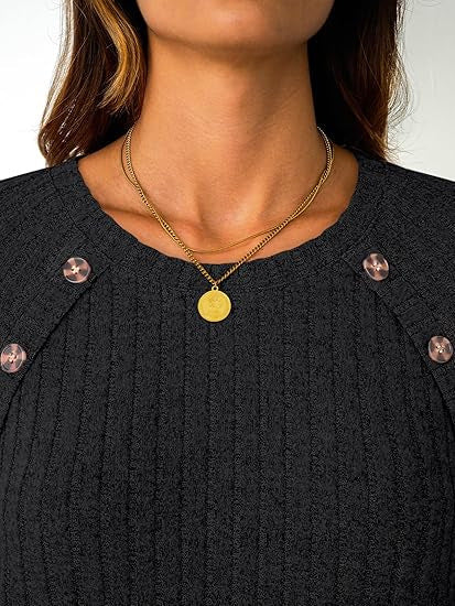 Damen Strickpullover Dekorative Knöpfe Norvielle