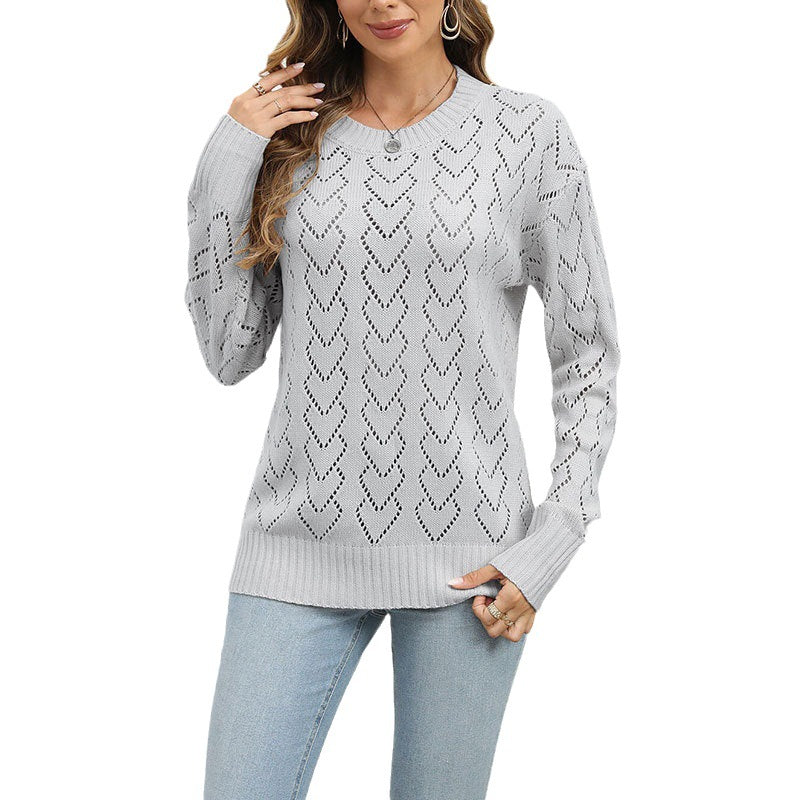 Damen Strickpullover Herzmuster