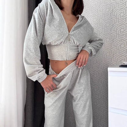Damen Lounge-Set mit Kapuze elastischer Bund Norvielle