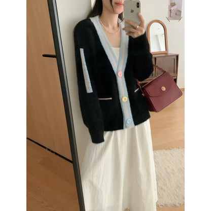 Damen Cardigan Bunt Knöpfe Taschen Norvielle