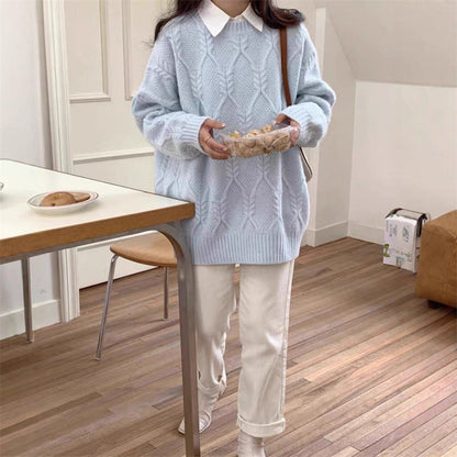 Damen Strickpullover Zopfdesign Lässiger Schnitt Norvielle