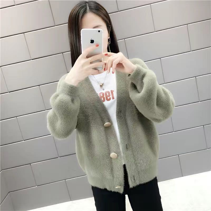 Damen Strickjacke Kuschelig Große Knöpfe Norvielle