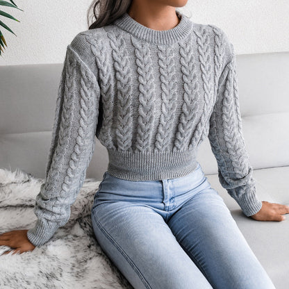 Damen Strickpullover Kuschelig Zopfmuster Tailliert Norvielle