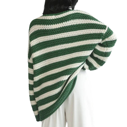 Damen Grobstrickpullover Streifenmuster Lässig Beige