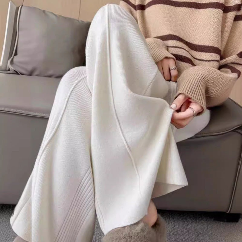 Damen Strickpullover Oversized Breites Streifenmuster Beige - Norvielle