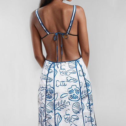Damen Maxikleid Cut-Out-Design Verstellbare Träger Norvielle