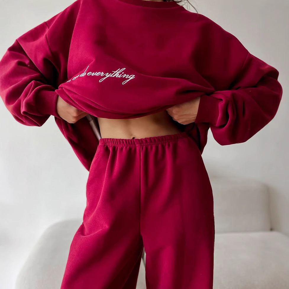 Damen Sweatanzug Bequem Elastischer Bund Oversized Grau