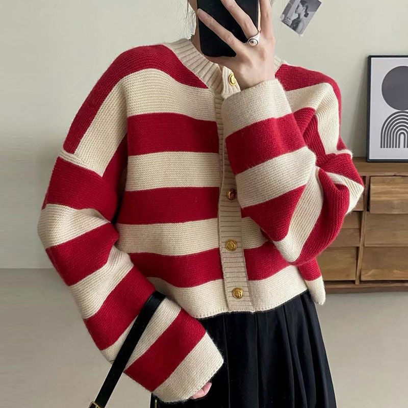 Damen Oversize Strickpullover mit Knöpfen Norvielle