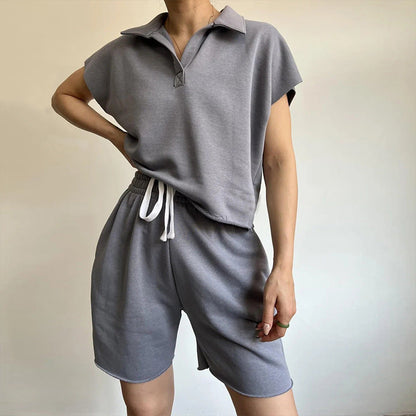 Damen Poloshirt Set mit Sweatshorts Norvielle