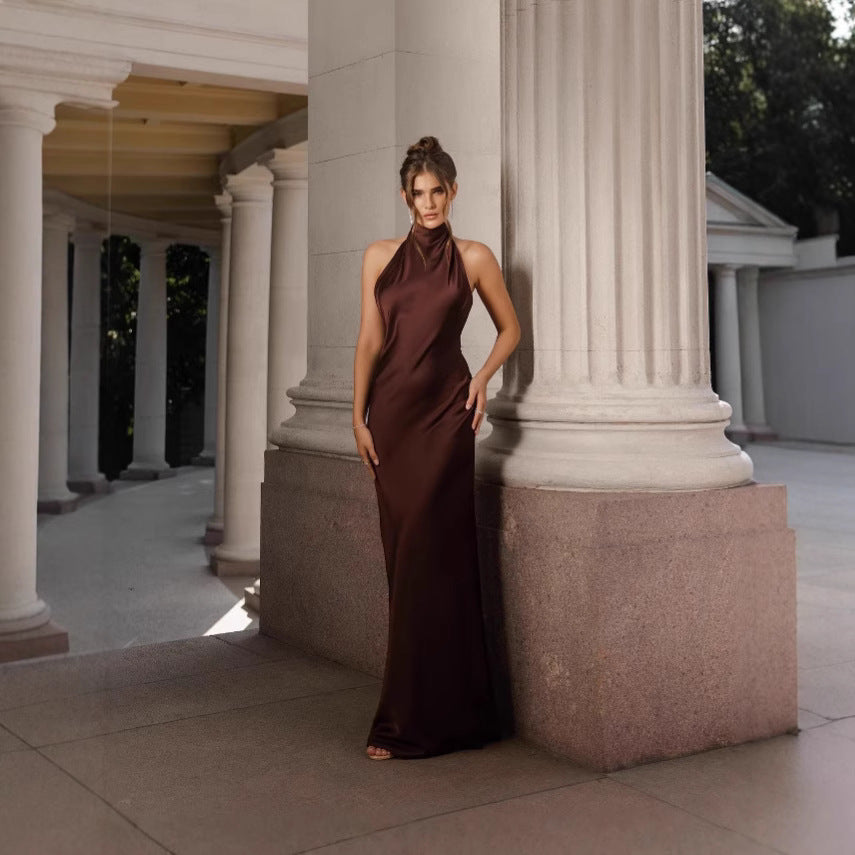 Damen Abendkleid Elegant Rückenausschnitt Fließender Stoff Norvielle