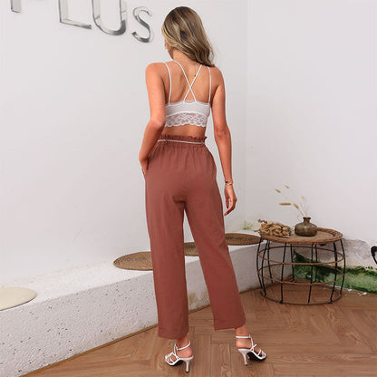 Damen Freizeithose Elastischer Bund Verstellbarer Kordelzug