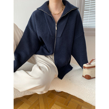 Damen Strickjacke Mit Hochem Kragen Und Taschen Norvielle