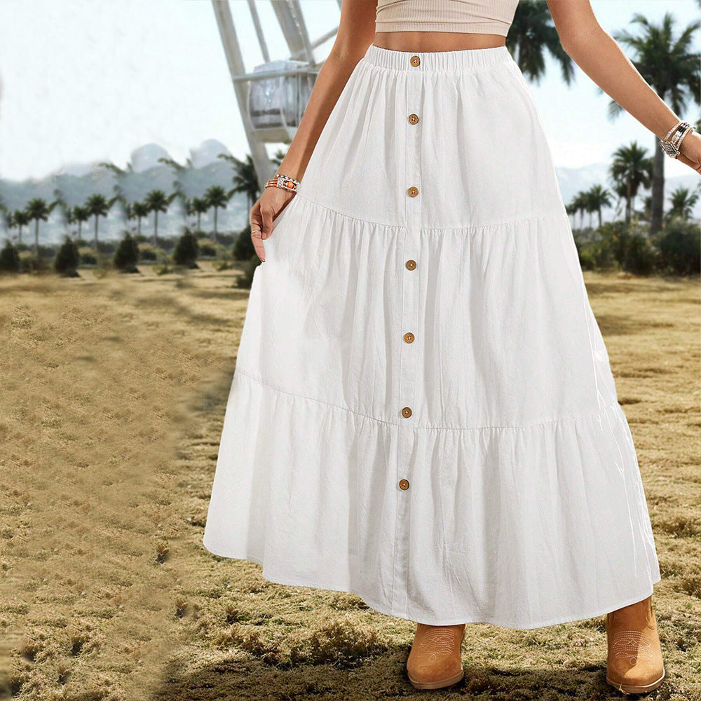 Damen Midirock Knopfdetails Schwingendes Design