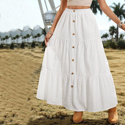 Damen Midirock Knopfdetails Schwingendes Design