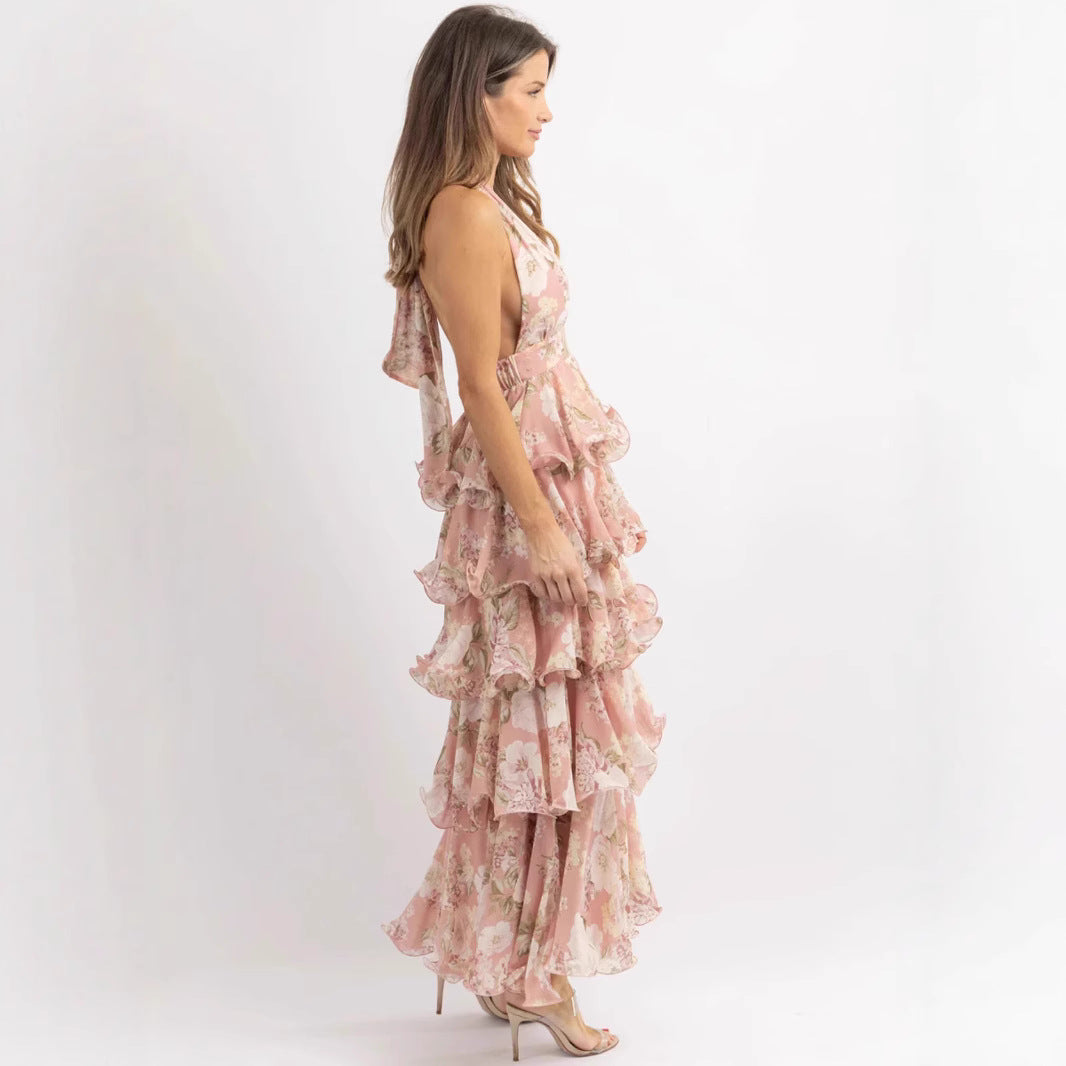 Damen Maxikleid Floraler Druck Mit Volants Norvielle