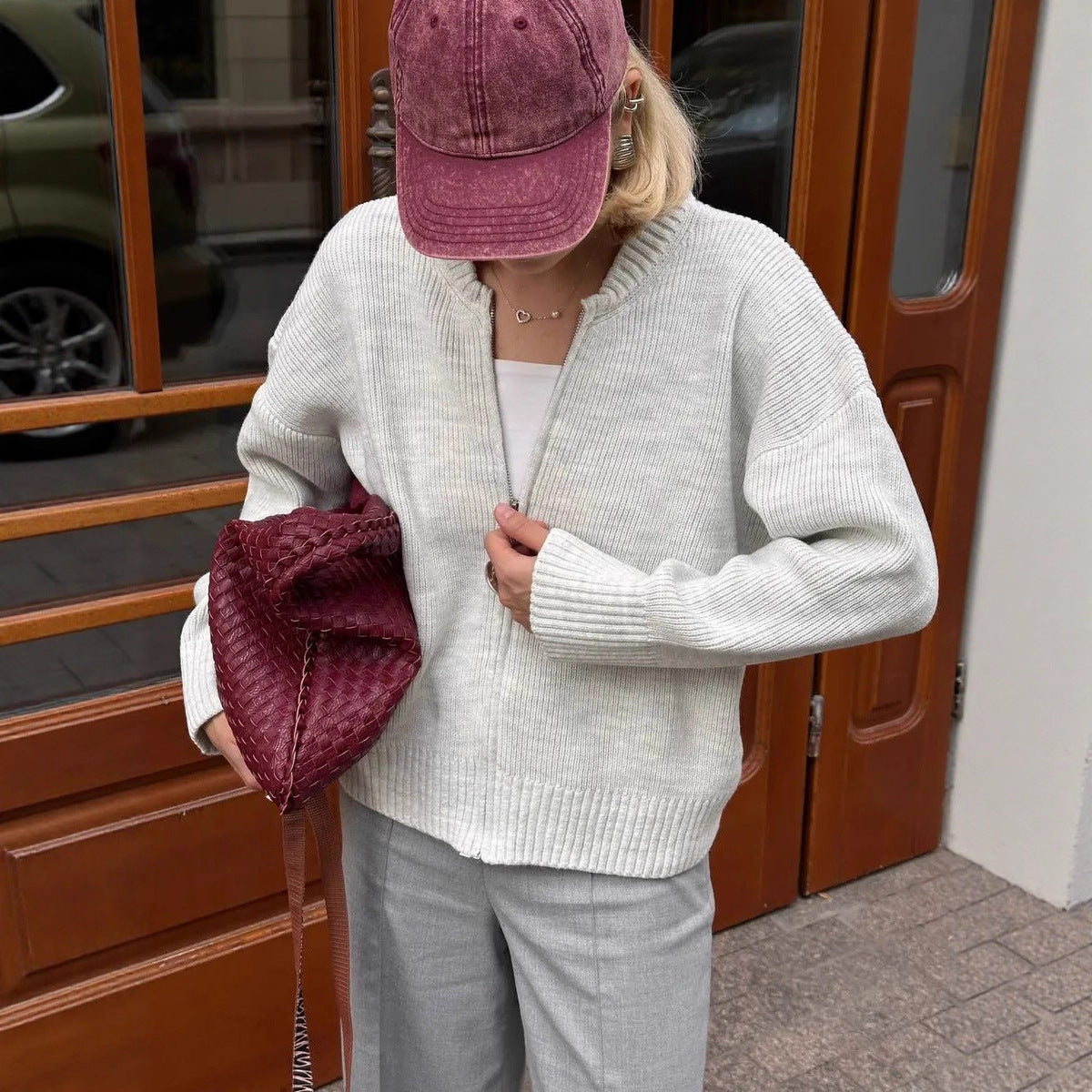 Damen Strickpullover Lässig Reißverschluss Norvielle